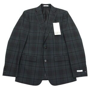 Bar III Blazer Mens 36 R Black Green Plaid Slim Fit Wool Blend Sport Coat